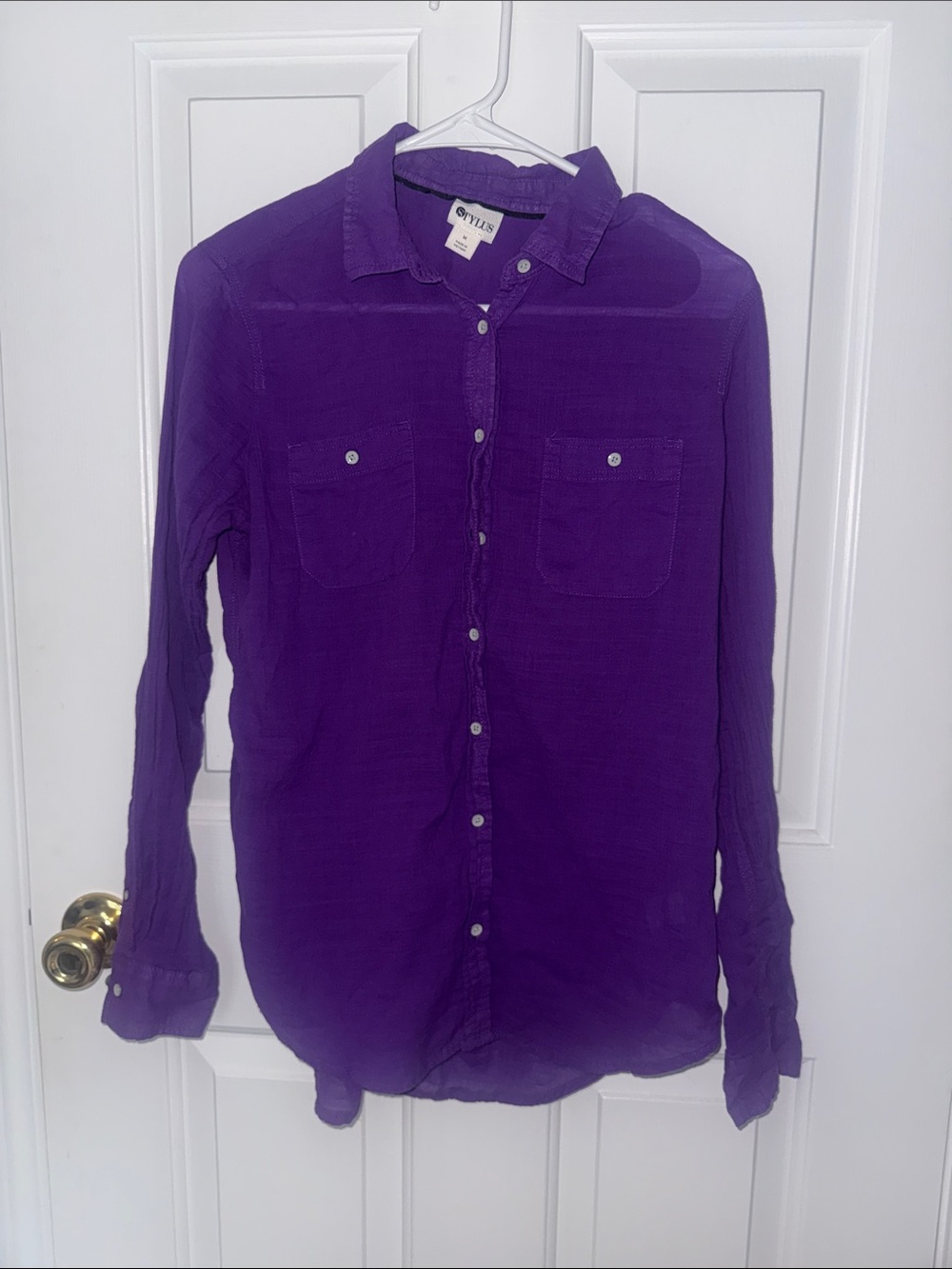 STYLUS Deep Purple Long-Sleeve Button Down Shirt